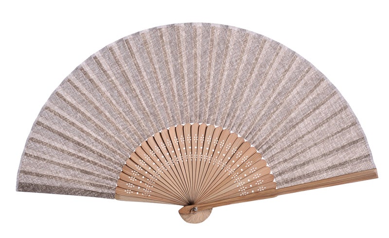 Salutto Hand Fan with Beautiful Fabric Printed (Coffee) - Image 1